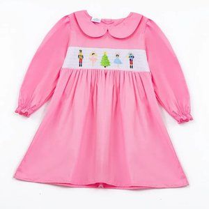 Boutique Christmas Nutcracker Girls Smocked Embroidered Dress